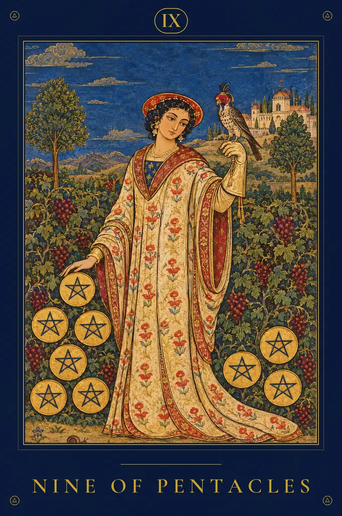 Nine of Pentacles, TarotPandit deck