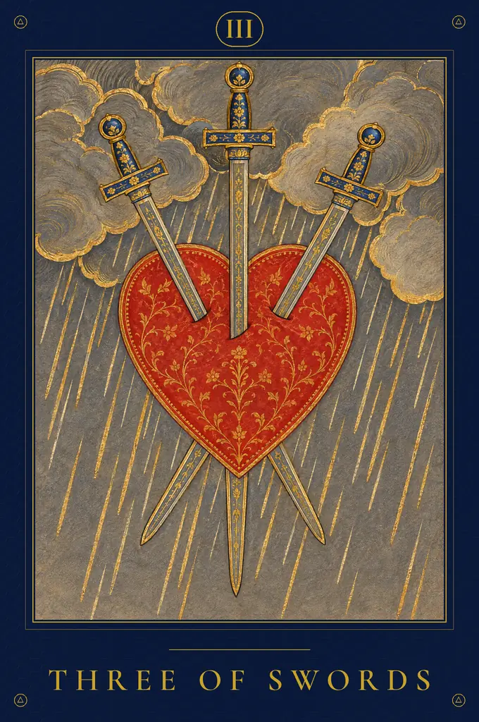 Three of Swords, TarotPandit deck